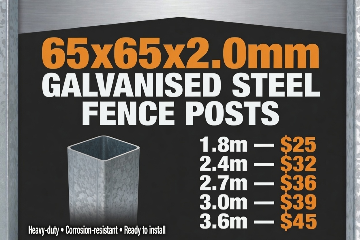 65x65x2.0mm galvanised steel fence post promotion with prices by length